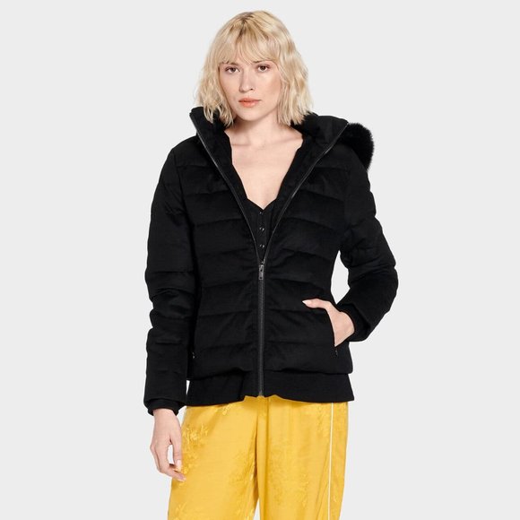 UGG Talia Sheepskin Shearling Trim Down Jacket - Picture 1 of 7